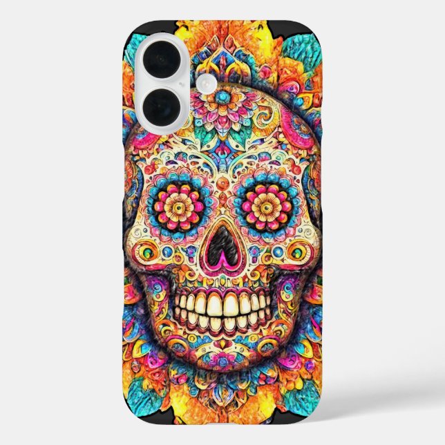 Funda iPhone 16 Día de la Calavera del Azúcar Muerto (Reverso )