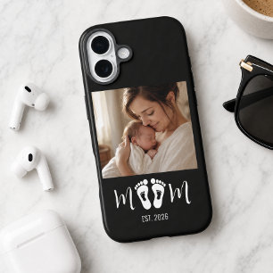 Funda iPhone 16 Día de la Madre Huellas de Bebé Establecidas por M
