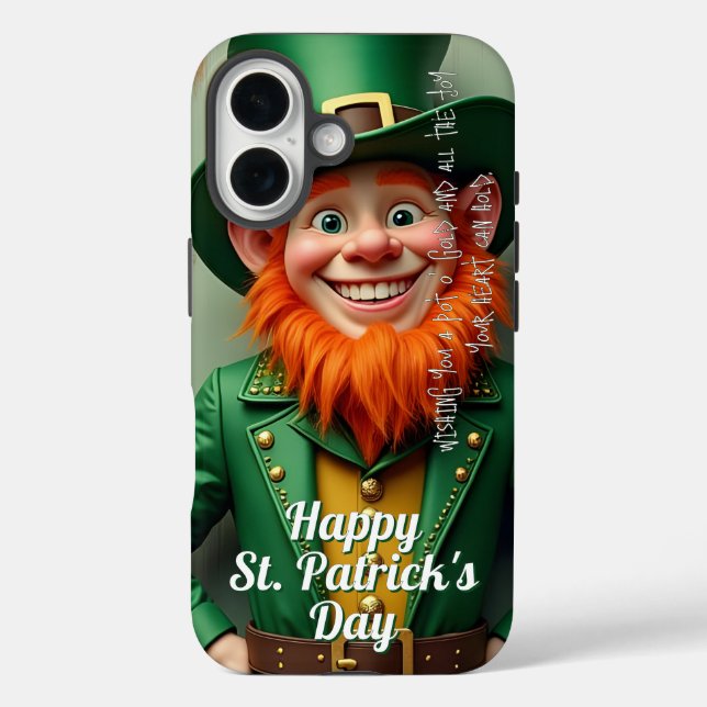 Funda iPhone 16 Día Feliz de San Patricio Duende (Reverso )