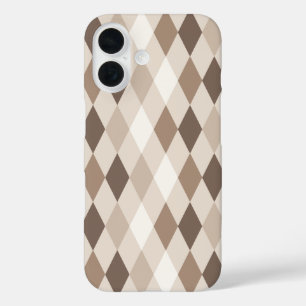 Funda iPhone 16 Diamante de Arlequín de Tierra Neutra Bronceado
