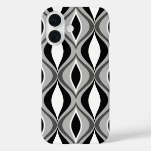 Funda iPhone 16 Diamantes modernos de medio siglo, negros, blancos