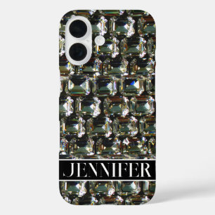Funda iPhone 16 Diamantes, patrón de joyas de piedra gemela