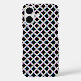 Funda iPhone 16 Diamantes simétricos negros con marcos degradados