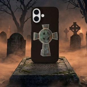 Funda iPhone 16 Dibujo de Cruz de Lápida de Cementerio Gótico de H