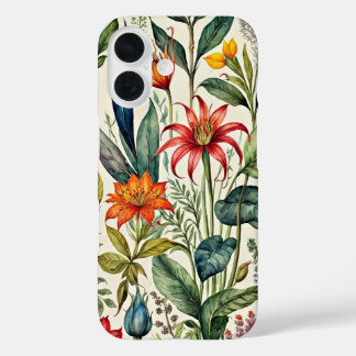 Funda iPhone 16 Dibujo de flores en estilo pastel