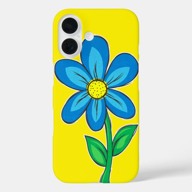 Funda iPhone 16 Dibujo de Ilustracion de flor retro (Reverso )