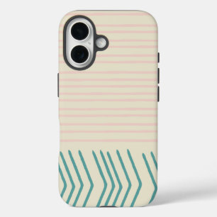 Funda iPhone 16 Dibujo de líneas abstractas divertidas en rosa Ver