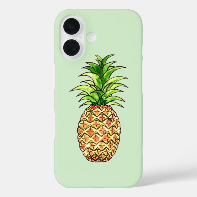 Funda iPhone 16 dibujo de piña acuarela (Reverso )