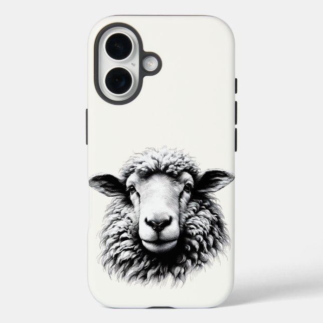 Funda iPhone 16 Dibujo de una cabeza de oveja (Reverso )