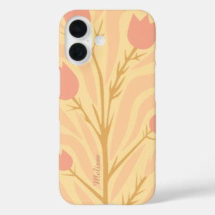 Funda iPhone 16 Dibujo manual botánico nombre floral personalizado