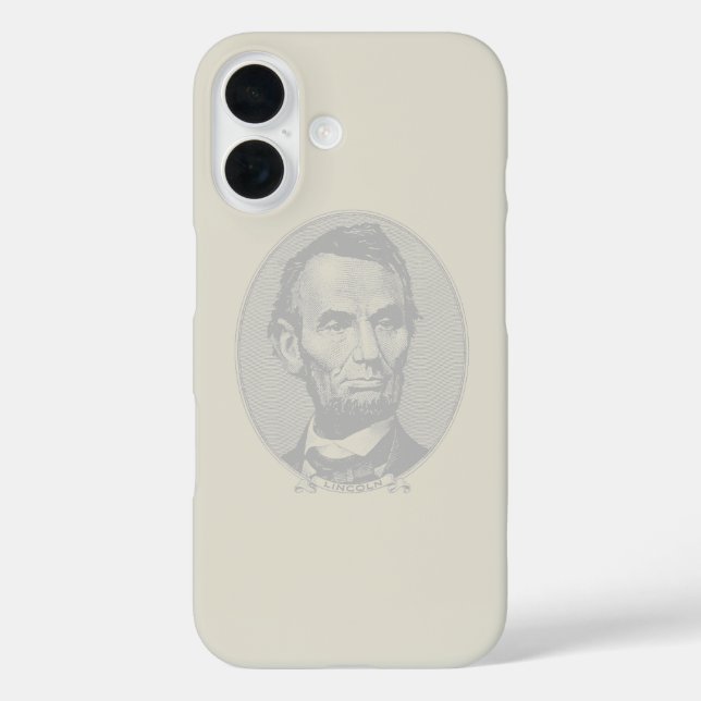 Funda iPhone 16 Dinero de $5 dólares del presidente Abraham Lincol (Reverso )