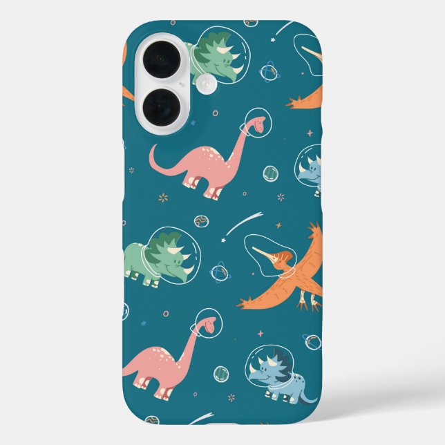 Funda iPhone 16 Dinosaurio espacial lindo (Reverso )