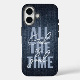 Funda iPhone 16 Dios es buen denim