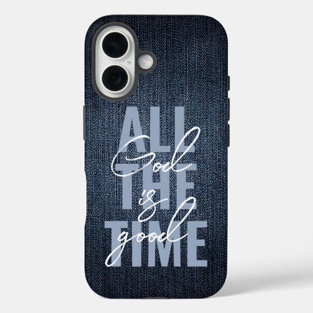 Funda iPhone 16 Dios es buen denim (Reverso )