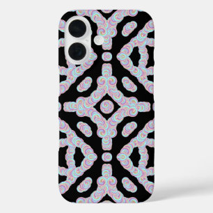Funda iPhone 16 Discos Ondulados de Colores Pastel Patrón Simétric