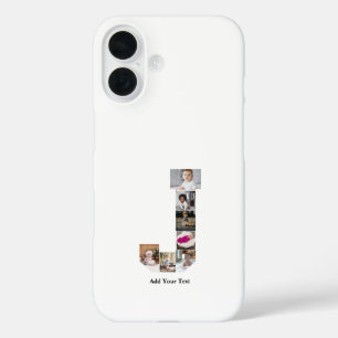Funda iPhone 16 Diseñar su propia letra Collage de fotos J