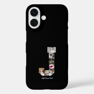 Funda iPhone 16 Diseñar su propia letra Collage de fotos J