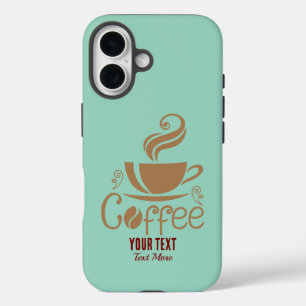 Funda iPhone 16 Diseño de Amante de Café – Gráfica Minimalista de