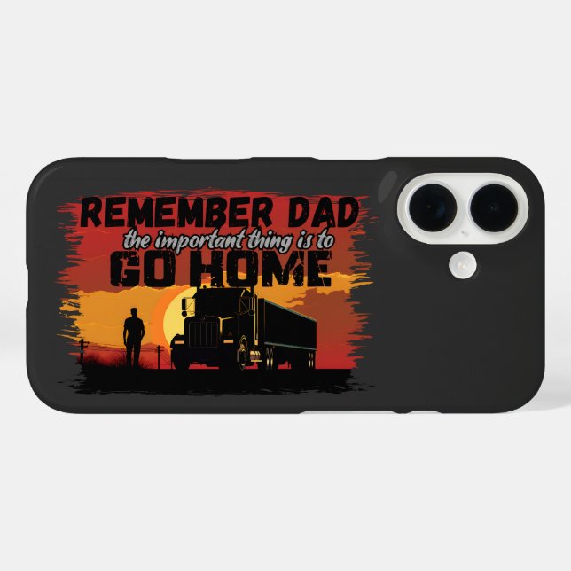Funda iPhone 16 Diseño de amor para familia de camioneros Dad Road (Reverso (Horizontal))