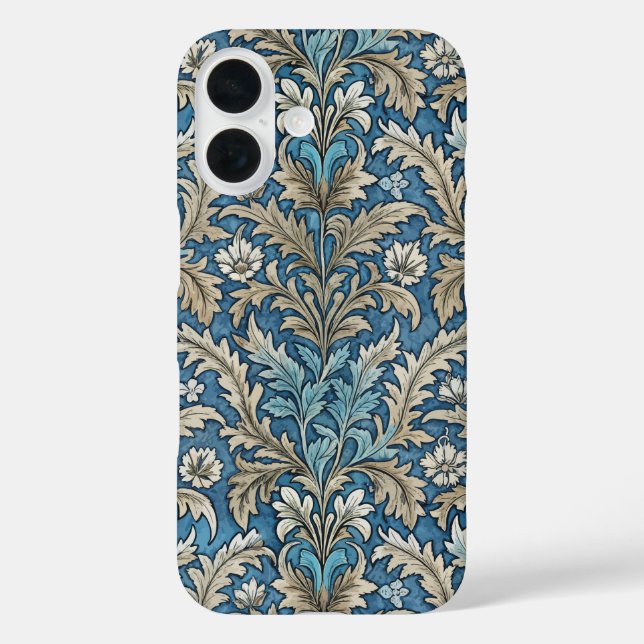 Funda iPhone 16 Diseño de Art Nouveau con flores de verano (Reverso )