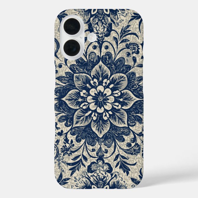 Funda iPhone 16 Diseño de Art Nouveau con flores de verano (Reverso )