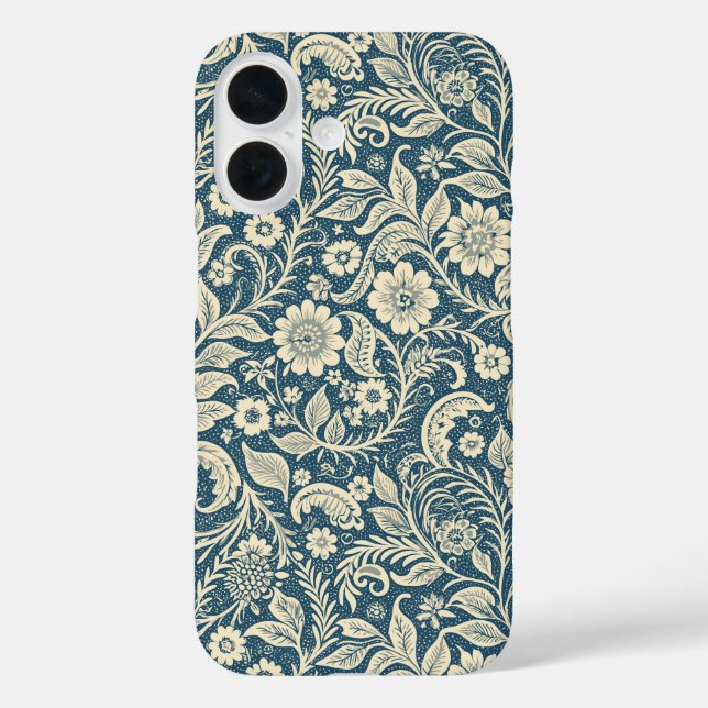Funda iPhone 16 Diseño de Art Nouveau con flores de verano (Reverso )