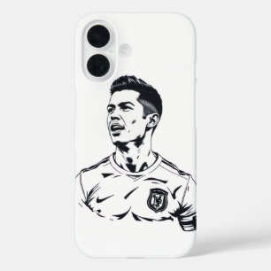 Funda iPhone 16 Diseño de arte de esbozos Ronaldo - cubierta móvil