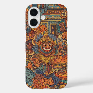 Funda iPhone 16 diseño de arte hindú indígena indonesio
