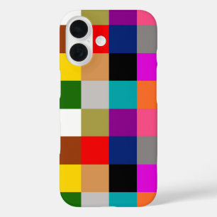 Funda iPhone 16 Diseño de bloques de colores negrita multicolores