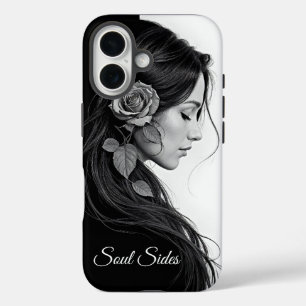 Funda iPhone 16 Diseño de cabello floral dramático y blanco inmadu