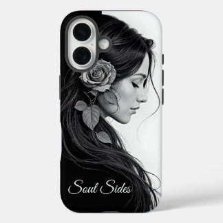 Funda iPhone 16 Diseño de cabello floral dramático y blanco inmadu