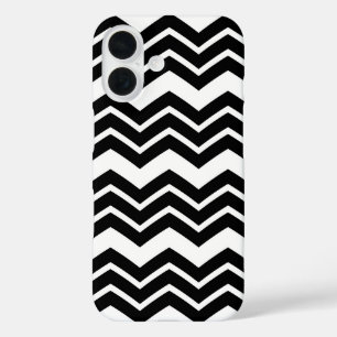 Funda iPhone 16 Diseño de Chevron ZigZag en Blanco y Negro