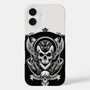 Funda iPhone 16 Diseño de cráneo gótico