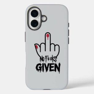 Funda iPhone 16 Diseño de dedo medio minimalista - Declaración neg