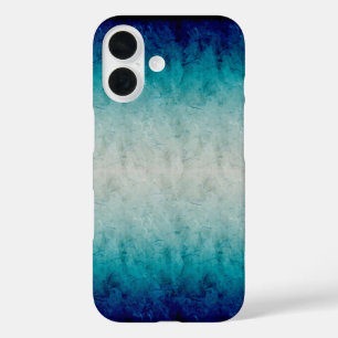 Funda iPhone 16 Diseño de degradado de mármol azul reflejado