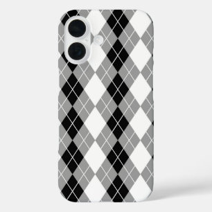 Funda iPhone 16 Diseño de diamante argyle gris negro blanco