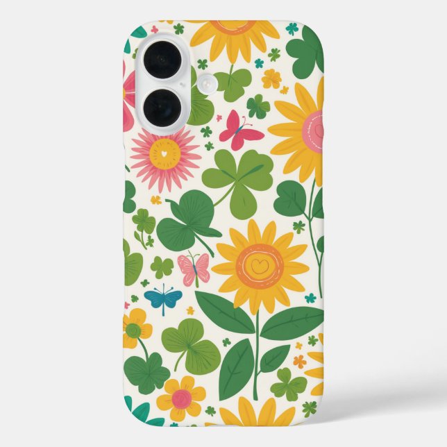 Funda iPhone 16 Diseño de flores (Reverso )