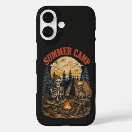 Funda iPhone 16 Diseño de fogata de campamento de esqueleto de ver