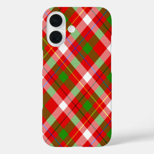 Funda iPhone 16 Diseño de franela a cuadros rojo verde y blanco de