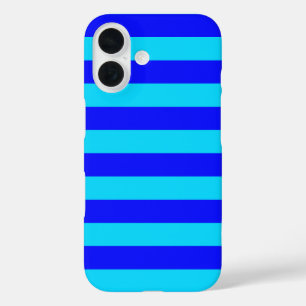 Funda iPhone 16 Diseño de franjas azul claro y azul oscuro