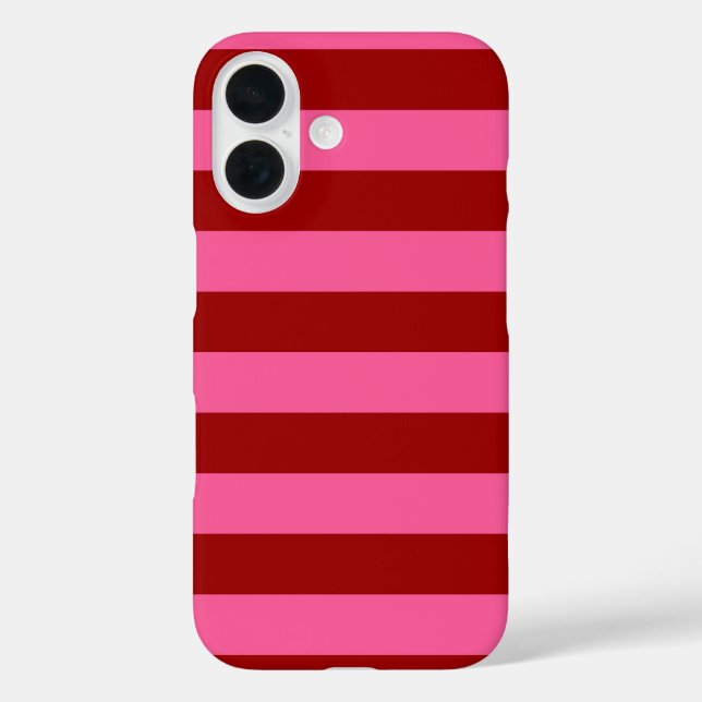 Funda iPhone 16 Diseño de franjas rosadas rojas maroon (Reverso )