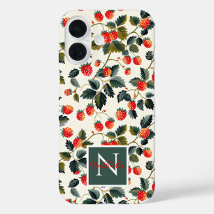 Funda iPhone 16 Diseño de fresa de corte con nombre personalizado