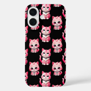 Funda iPhone 16 Diseño de gatos kawaii rosados