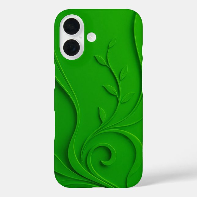 Funda iPhone 16 Diseño de hoja minimalista verde (Reverso )