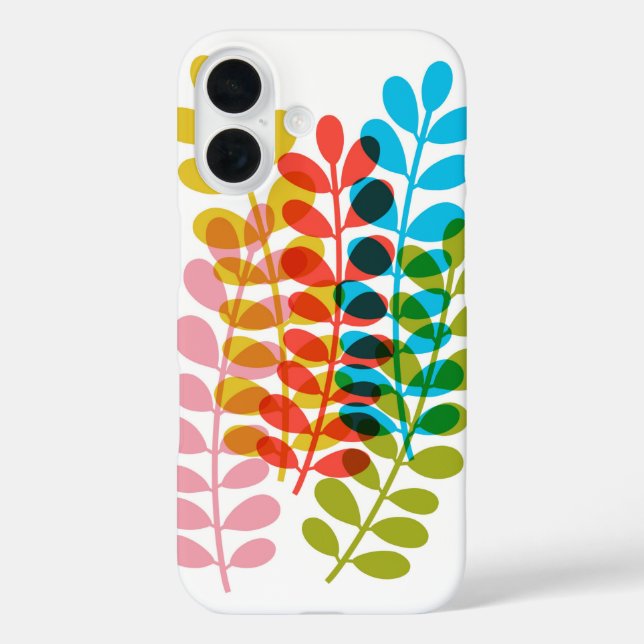 Funda iPhone 16 Diseño de hoja retro (Reverso )