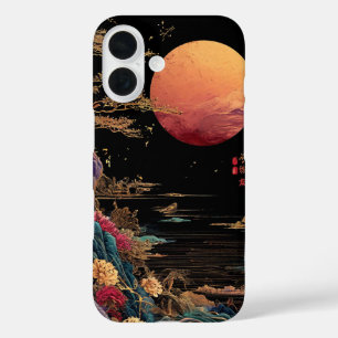 Funda iPhone 16 Diseño de Naturaleza Cósmica Romántica Luna Roja E