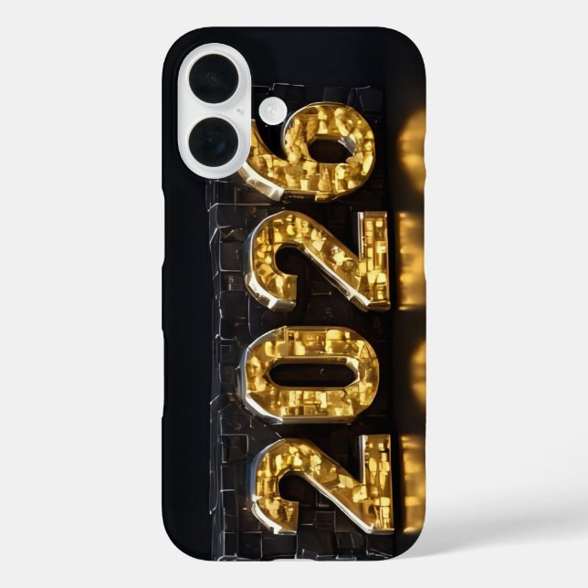 Funda iPhone 16 Diseño de número 3D para Año Nuevo 2026 (Reverso )