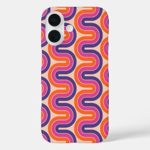 Funda iPhone 16 Diseño de onda geométrica retro colorida