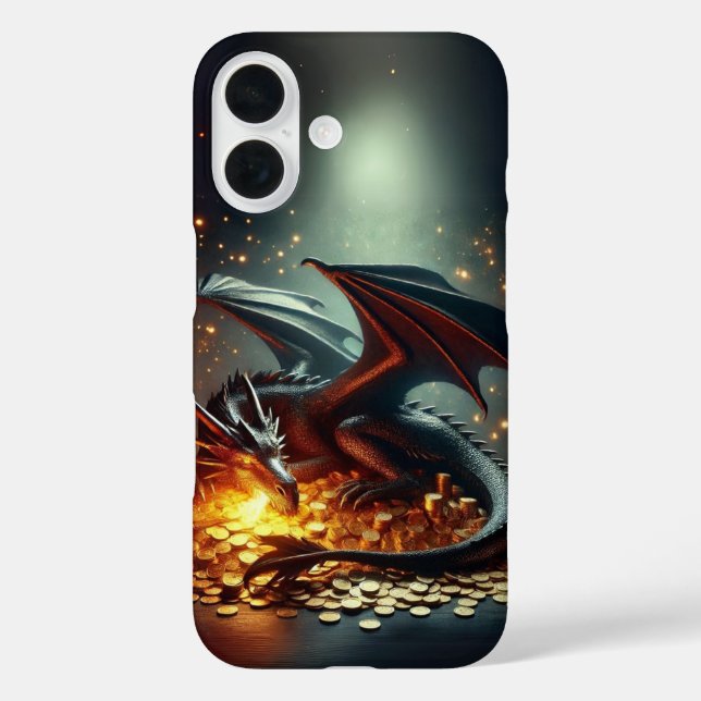 Funda iPhone 16 Diseño de oro para la custodia de dragones (Reverso )