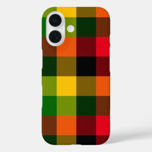Funda iPhone 16 Diseño de patrón de cuadros de colores reggae Rast